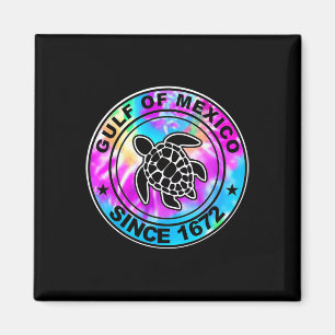 Gulf Of Mexico Since 1672 Tie Dye Sea Turtle Mexic Magnet