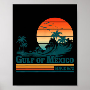 Gulf Of Mexico Since 1672 Vintage Sunset Beach T-s Poster