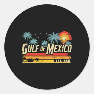 Gulf Of Mexico T Shirt Women Men Vintage Gulf Of M Classic Round Sticker