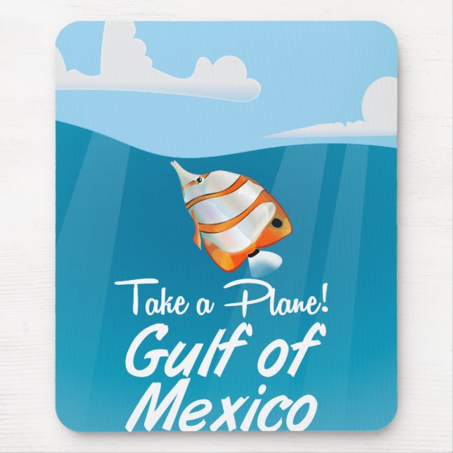 Gulf of Mexico travel poster cartoon Mouse Pad (Front)