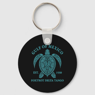 Gulf Of Mexico Turtle Foxtrot Delta Tango Est 1550 Keychain