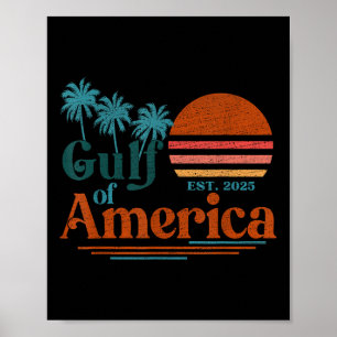 Gulf Of Us America 2025 American Flag Mexico Retro Poster