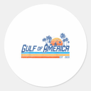 Gulf Of Us America 2025 Usa Patriotic Retro Vintag Classic Round Sticker