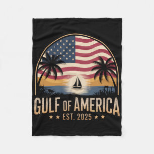 Gulf Of Us America 2025 Vintage Retro American Fla Fleece Blanket