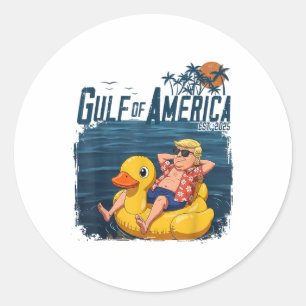 Gulf Of Us America Est 2025 4th Of July Funny Trum Classic Round Sticker