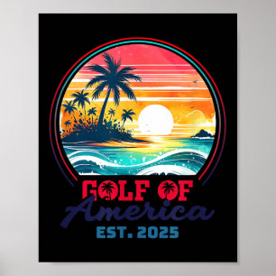 Gulf Of Us America Est 2025 Retro Vintage Beach _1 Poster