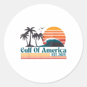 Gulf Of Us America Est 2025 Retro Vintage Beach _8 Classic Round Sticker