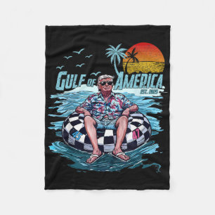Gulf Of Us America Est 2025 Retro Vintage Beach 9 Fleece Blanket