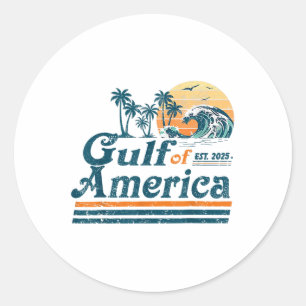 Gulf Of Us America Est 2025 Retro Vintage Beach  Classic Round Sticker