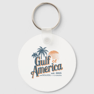 Gulf Of Us America Est 2025 Retro Vintage Beach Keychain