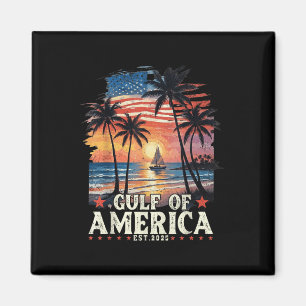 Gulf Of Us America Est 2025 Retro Vintage Beach Magnet