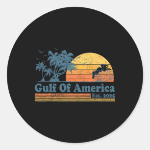 Gulf Of Us America Est 2025 Retro Vintage Beach Me Classic Round Sticker