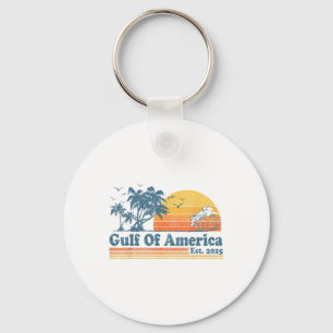 Gulf Of Us America Est 2025 Retro Vintage Beach Me Keychain