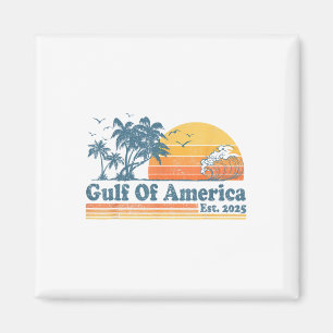 Gulf Of Us America Est 2025 Retro Vintage Beach Me Magnet
