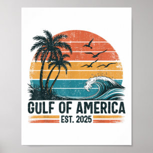 Gulf Of Us America Est 2025 Retro Vintage Beach Poster