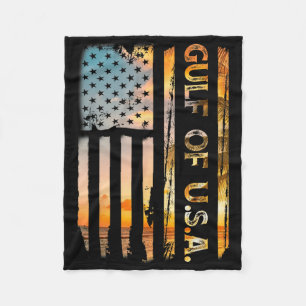 Gulf Of Usa America 2025 Vintage American Flag Bea Fleece Blanket
