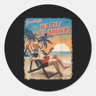 Gulf Of Usa America Est 2025 Retro Trump Patriotic Classic Round Sticker