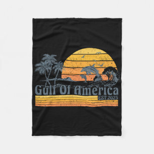 Gulf Of Usa America Est 2025 Retro Vintage Beach D Fleece Blanket