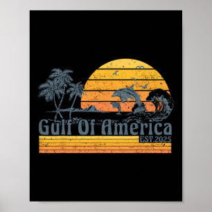 Gulf Of Usa America Est 2025 Retro Vintage Beach D Poster