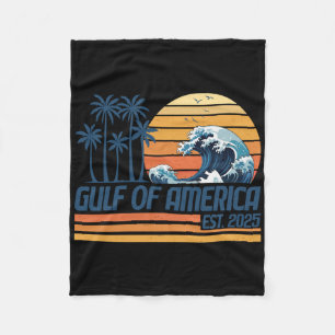 Gulf Of Usa America Est 2025 Retro Vintage Gulf Of Fleece Blanket