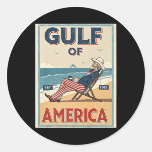 Gulf Of Usa America Est. 2025 Uncle Sam Patriotic  Classic Round Sticker