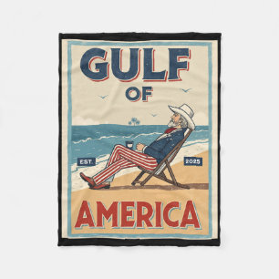 Gulf Of Usa America Est. 2025 Uncle Sam Patriotic Fleece Blanket