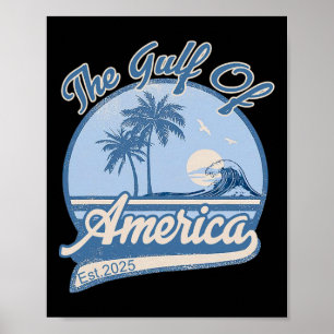 Gulf Of Usa America Est 2025 Usa Flag Retro Vintag Poster