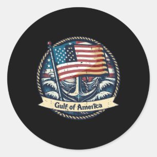 Gulf Of Usa America Flag Anchor Men Women Kids Classic Round Sticker