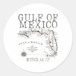 Gulf Of Usa America Funny Gulf Of Mexico Flag Map  Classic Round Sticker