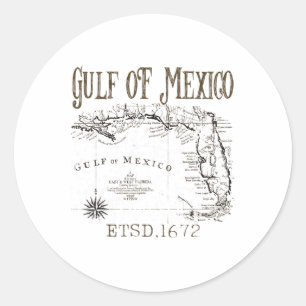 Gulf Of Usa America Funny Gulf Of Mexico Flag Map  Classic Round Sticker