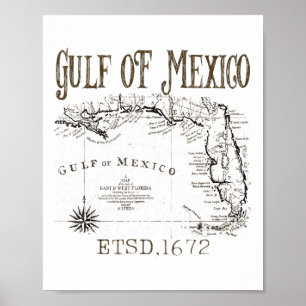 Gulf Of Usa America Funny Gulf Of Mexico Flag Map Poster