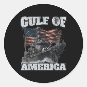 Gulf Of Usa America Funny Usa Flag Men Women  Classic Round Sticker