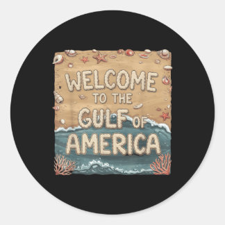 Gulf Of Usa America Gift Men Women Flag Beach _9  Classic Round Sticker