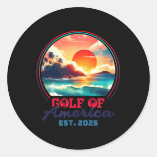 Gulf Of Usa America Shirt Est 2025 Retro Vintage B Classic Round Sticker