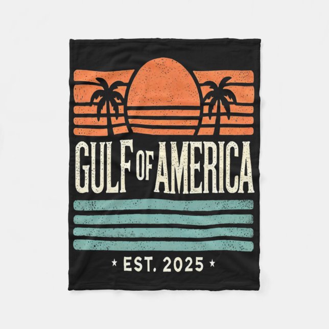 Gulf Of Usa America Sunset &amp; Palm Trees Retro  Fleece Blanket (Front)