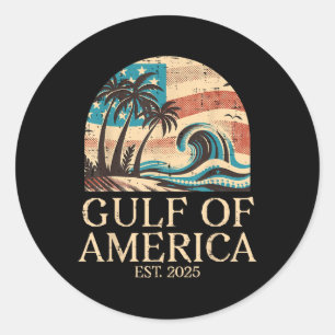 Gulf Of Usa America Wave Vintage Men Women Kids Classic Round Sticker