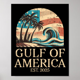 Gulf Of Usa America Wave Vintage Men Women Kids Poster