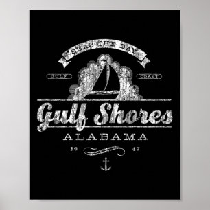 Gulf Shores Al Sailboat Vintage Nautical Tee  Poster
