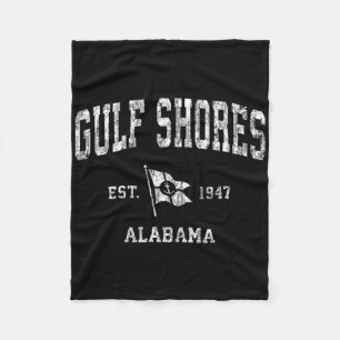 Gulf Shores Al Vintage Nautical Boat Anchor Flag S Fleece Blanket