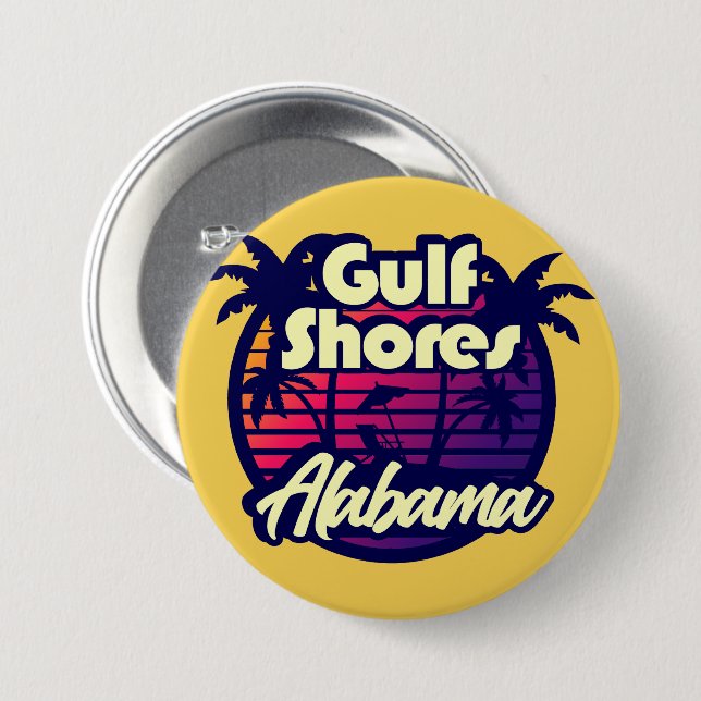 Gulf Shores Alabama 3 Inch Round Button (Front & Back)