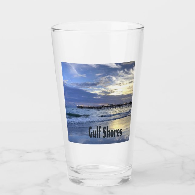 Gulf Shores Alabama Beach Sunrise Pier Glass (Front)
