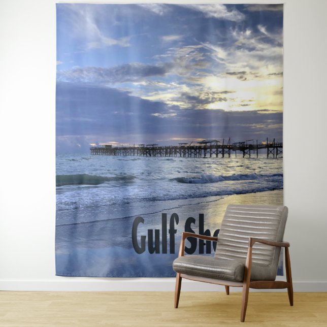 Gulf Shores Alabama Beach Sunrise Pier Tapestry (In Situ)