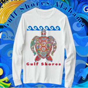 Gulf Shores Alabama Colourful Mosaic Sea Turtle T-Shirt