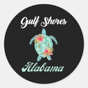 Gulf Shores Alabama Sea Turtle Family Vacation Mat Classic Round Sticker