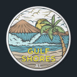 Gulf Shores Alabama Vintage Magnet<br><div class="desc">Gulf Shores hand drawn illustration with mountains and ocean waves in the background. Perfect for anyone who loves to visit Gulf Shores.</div>