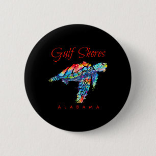 Gulf Shores Alabama Watercolor Sea Turtle 2 Inch Round Button