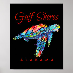Gulf Shores Alabama Watercolor Sea Turtle  Poster