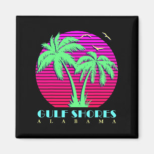 Gulf Shores Alabyma 80s Palm Trees Summer Sunset Magnet
