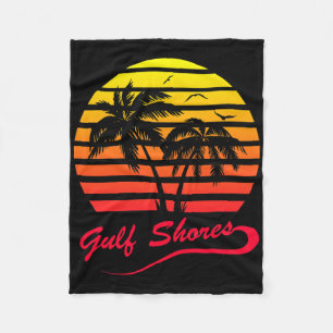 Gulf Shores Alabyma 80s Summer Beach Palm Tree Sun Fleece Blanket