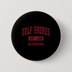 Gulf Shores Alabyma Al Vintage Sports Design Red D 2 Inch Round Button